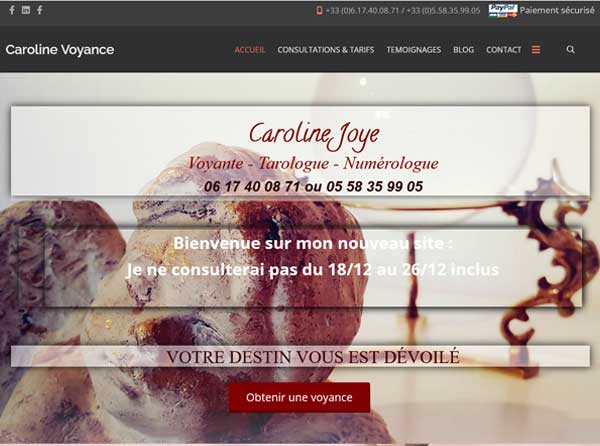 Creation site internet : Caroline Joye voyance à Dax