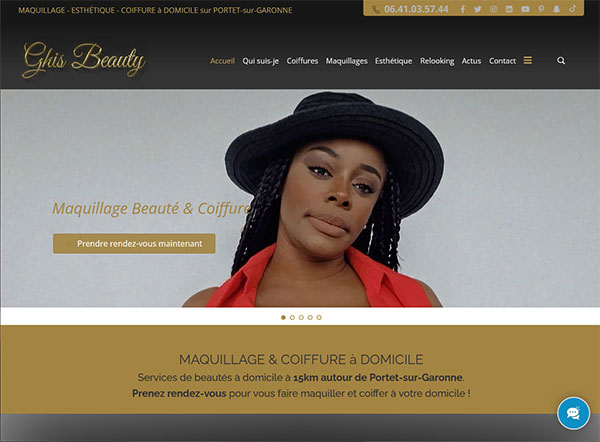 Creation site internet : Coiffure à domicile Toulouse par Ghis beauty